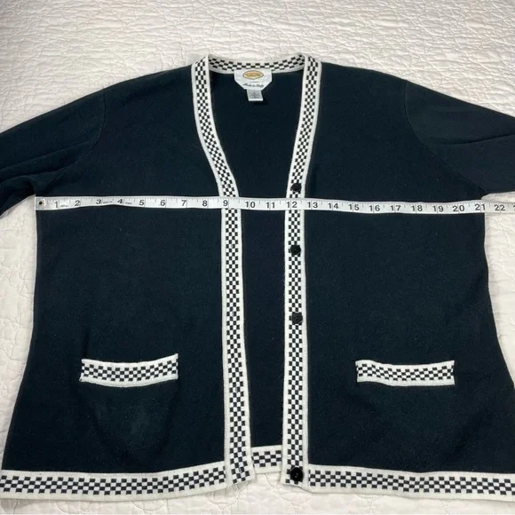 🔥Talbots Made in Italy Black White Checker Cardigan Sweater Set Women Size S - Picture 12 of 15